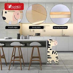 3 in 1 Foldable Wooden Kids Kitchen Counter Stepping Stool with Safety Rail W08G403